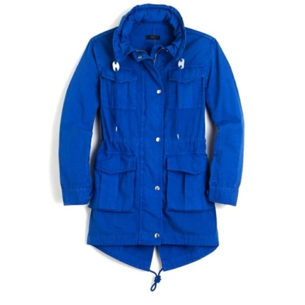 J.Crew Garment Dyed Blue anorak/utility jacket with hood